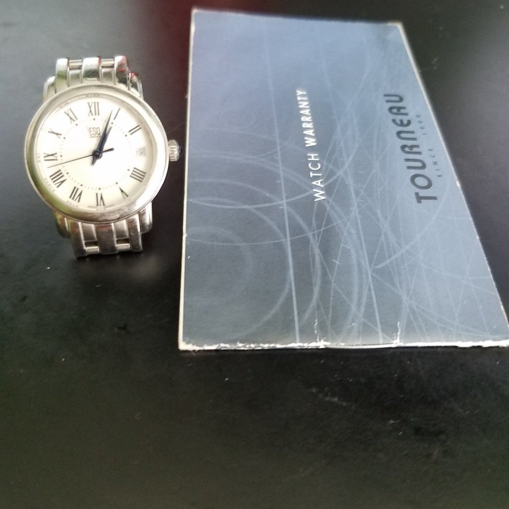 ESQ Watch with white face and black roman numerals
